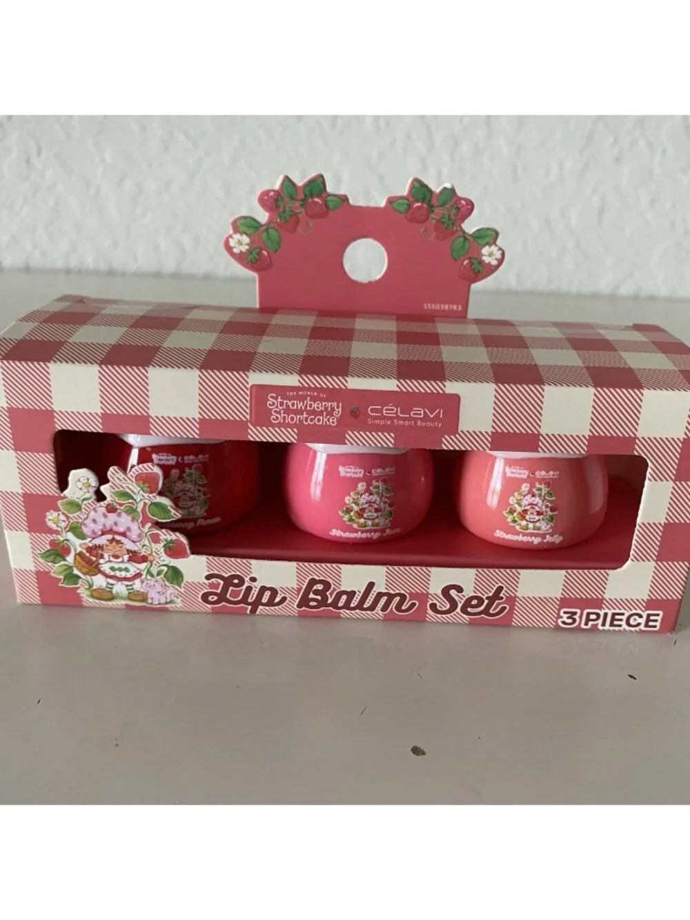 Set Of 3 Strawberry Shortcake Celavi Hydrating Lip Balm Strawberry Jam Jelly NEW